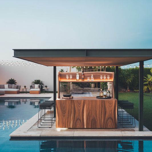 Outdoor Live Edge Bar Table With Curved Shelf For Patio Or Garden