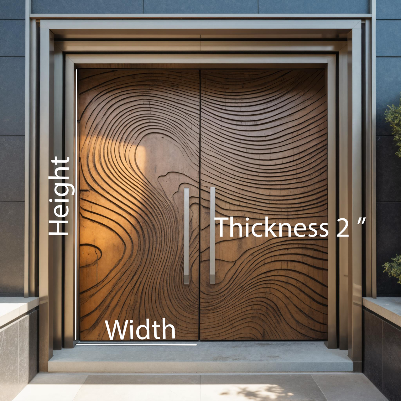 Modern Sculptural Double Front Door With Contour Design For Villa