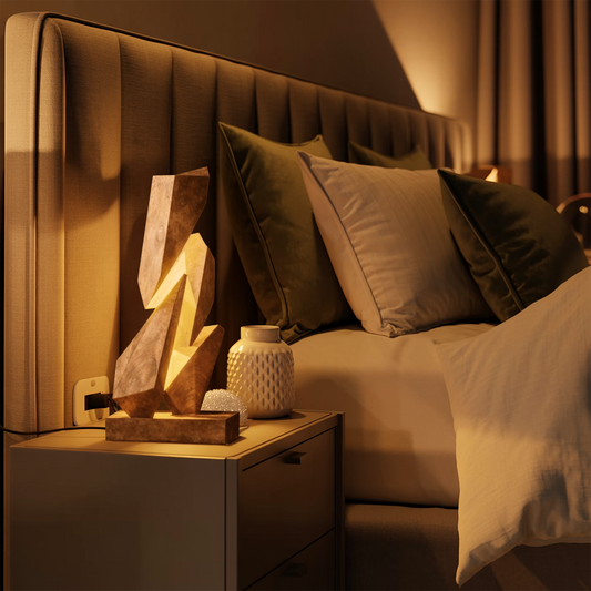 Rustic Geometric Table Lamp For Bedroom Nightstand