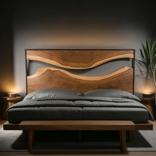 Artistic Live Edge Headboard For Bedroom Centerpiece