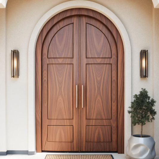 Rustic Arched Double Front Door For Villa Or Farmhouse