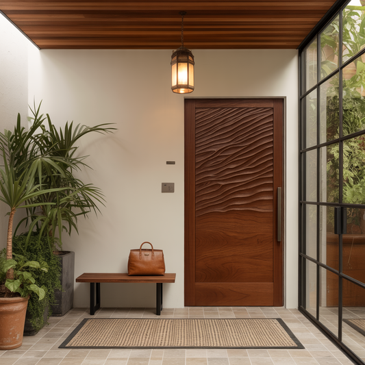 Modern Wave Pattern Front Door Design For Entryway
