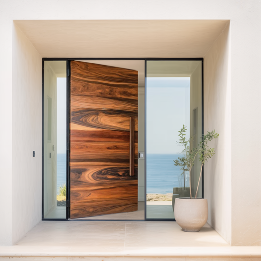 Coastal Pivot Entry Door With Grain Detail For Beach House
