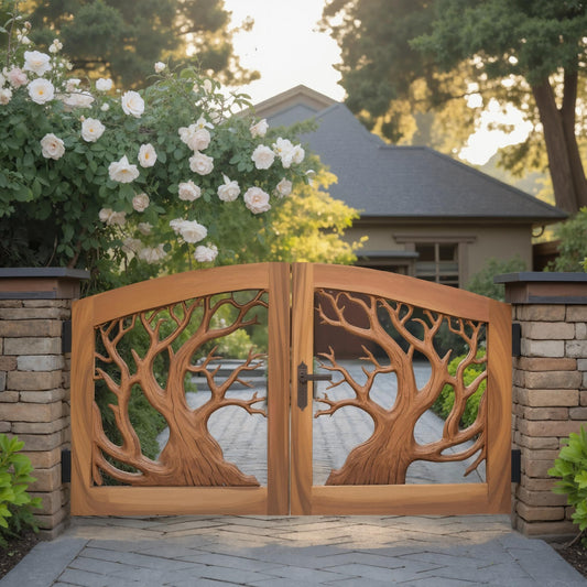 Rustic Tree Branch Gate Design For Garden Entrance